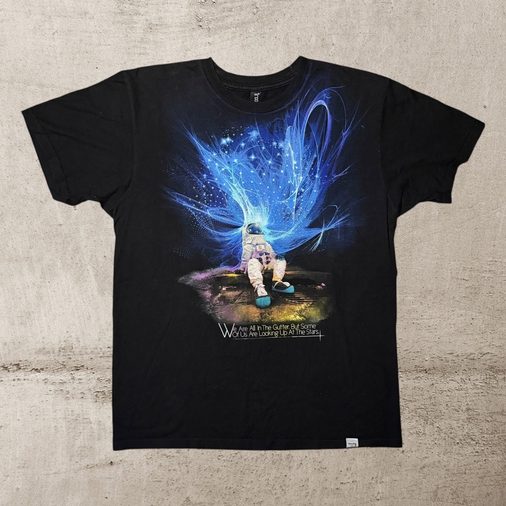 Imaginary Foundation T-Shirt Mens Medium‎ Black Gutter Spaceman Galaxy Graphic